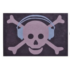 Wool Rug : Big Skull Blue headphone Wool Rug : Big Skull Blue headphone